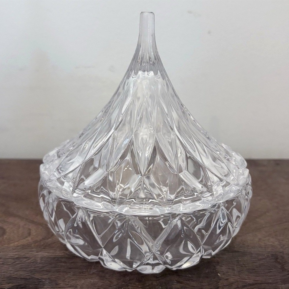 NEW Hersheys Kisses Shannon Crystal Candy Dish Covered Godinger 6462 Clear Glass